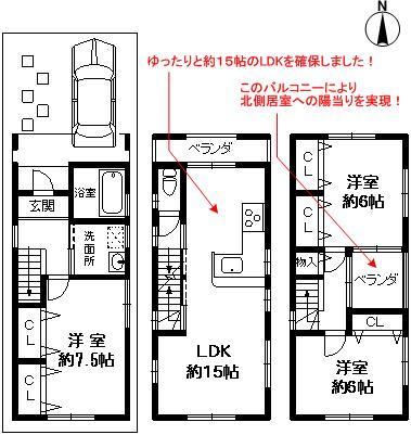 Floor plan. 26,900,000 yen, 3LDK, Land area 63.33 sq m , Building area 87.03 sq m