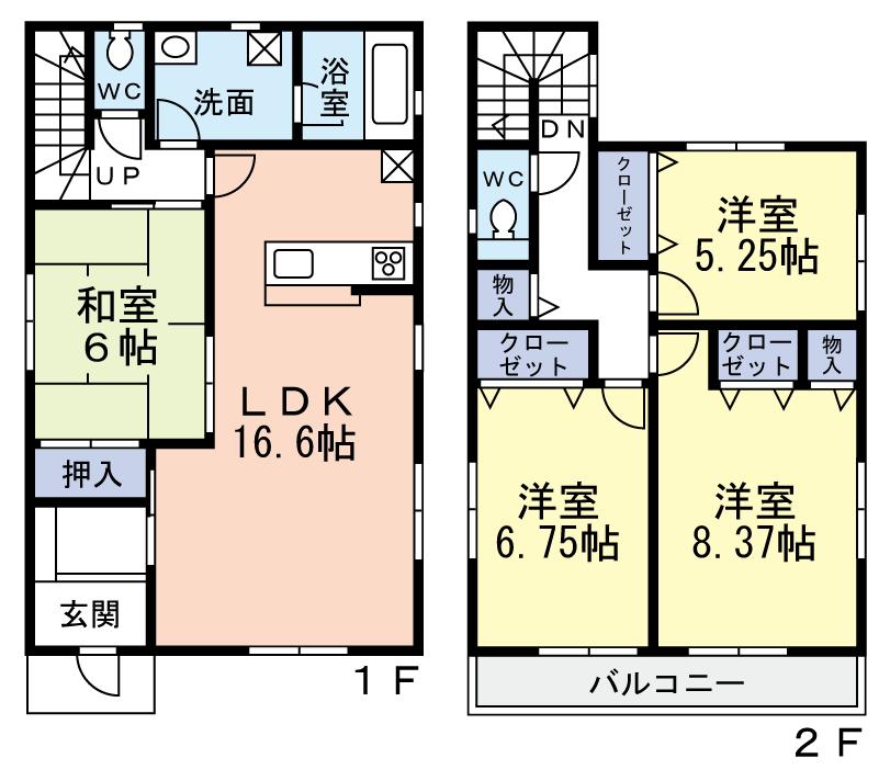 Floor plan. (1 Building), Price 28,900,000 yen, 4LDK, Land area 150.01 sq m , Building area 103.27 sq m