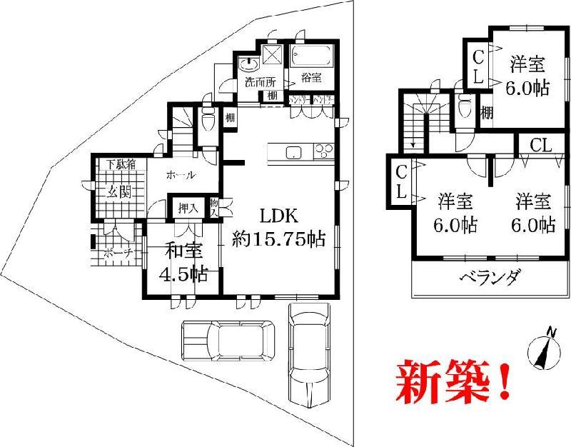 Floor plan. 39,800,000 yen, 4LDK, Land area 107.67 sq m , Building area 93.5 sq m