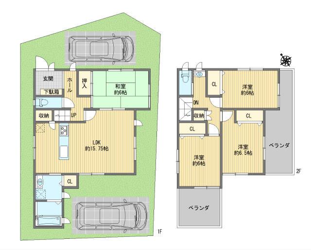 Floor plan. Price 46,300,000 yen, 4LDK, Land area 121.76 sq m , Building area 98.82 sq m