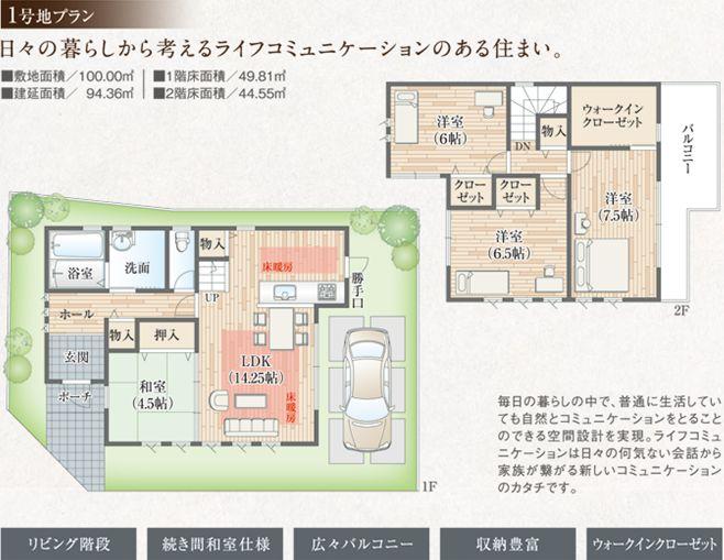Building plan example (floor plan). Building plan example (No. 1 place) Building Price 17,124,000 yen, Building area 94.36 sq m