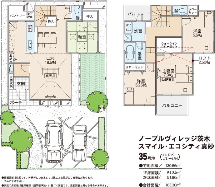 Rendering (introspection). No. 35 land Floor Plan (1) face-to-face kitchen overlooking a wide room, You can also watch your family while doing housework. (2) kitchen spacious in the pantry. Your refreshing ingredients of stock and sometimes not only used cookware clean up.