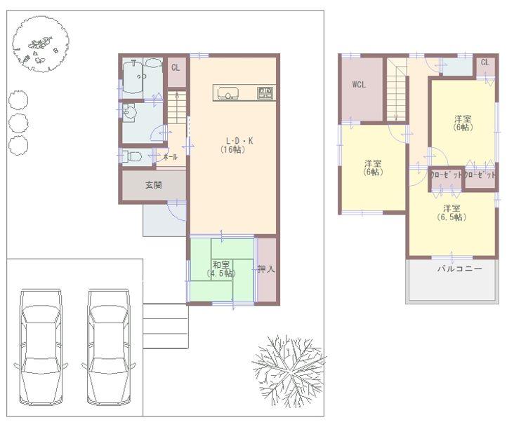 Building plan example (floor plan). Building 100 sq m 1650 yen (tax included)