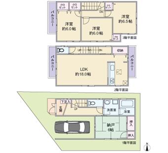 Floor plan. 24,900,000 yen, 4LDK, Land area 74.38 sq m , Building area 117.63 sq m