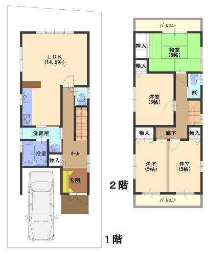 Floor plan. 27.3 million yen, 4LDK, Land area 89.6 sq m , Building area 97.2 sq m