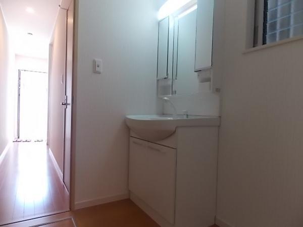 Wash basin, toilet. With a convenient shower bathroom vanity