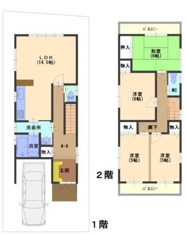 Floor plan. 27.3 million yen, 4LDK, Land area 89.6 sq m , Building area 97.2 sq m