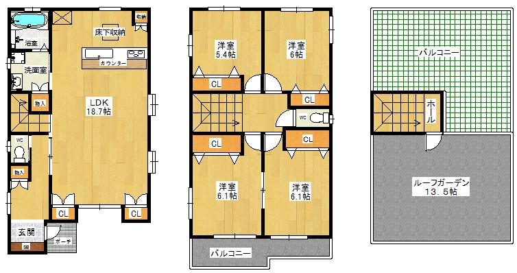 Floor plan. 37,800,000 yen, 4LDK, Land area 100.42 sq m , Floor housed in a building area of 108.47 sq m spacious LDK. Sorting has become to build the livable in the type of room.