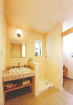 Wash basin, toilet. Building an example