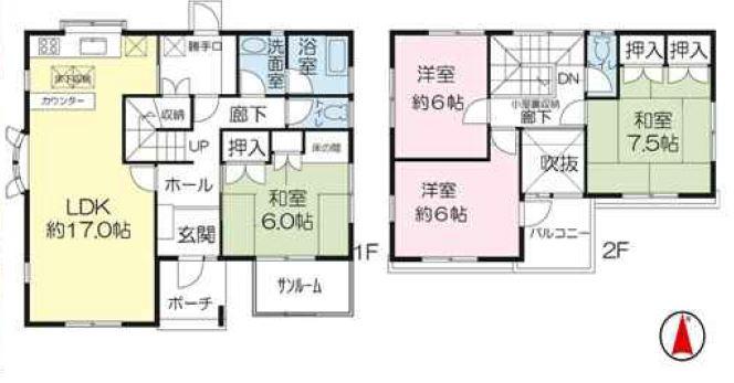 Floor plan. 16.8 million yen, 4LDK, Land area 175.88 sq m , Building area 109.3 sq m