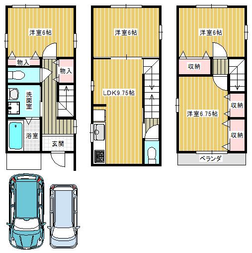 Floor plan. 17.8 million yen, 4LDK, Land area 68.36 sq m , Building area 85.86 sq m each room of lighting comes with LED lighting!