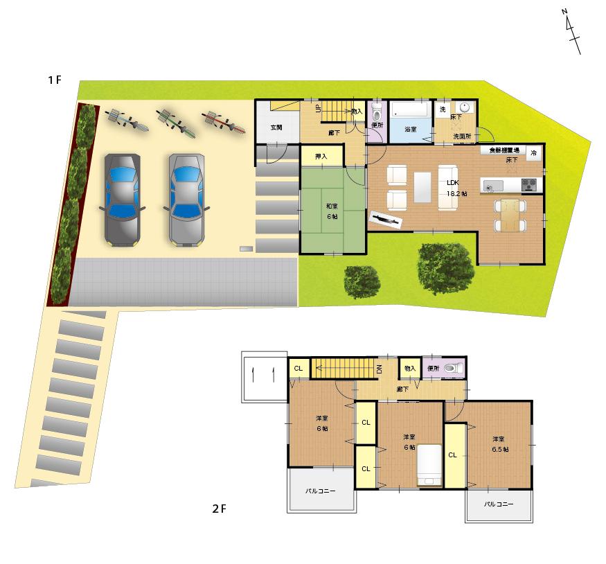 Other. Mom standing in the "No. 11 land building plan example" kitchen. While the dinner making, Your laundry immediately in the back. Japanese-style room is a floor plan that housework while lay a small child has good command of three so visible from the kitchen.