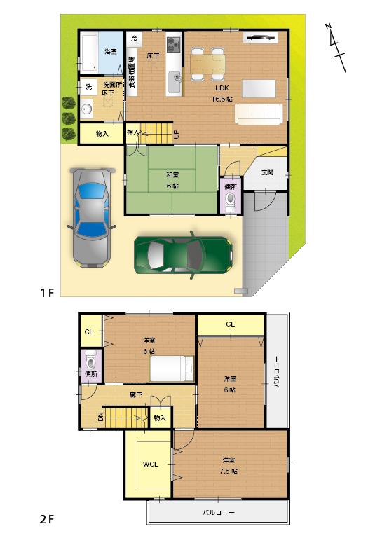 Building plan example (floor plan). New streets will be born in the shaped land in the gentle terraced