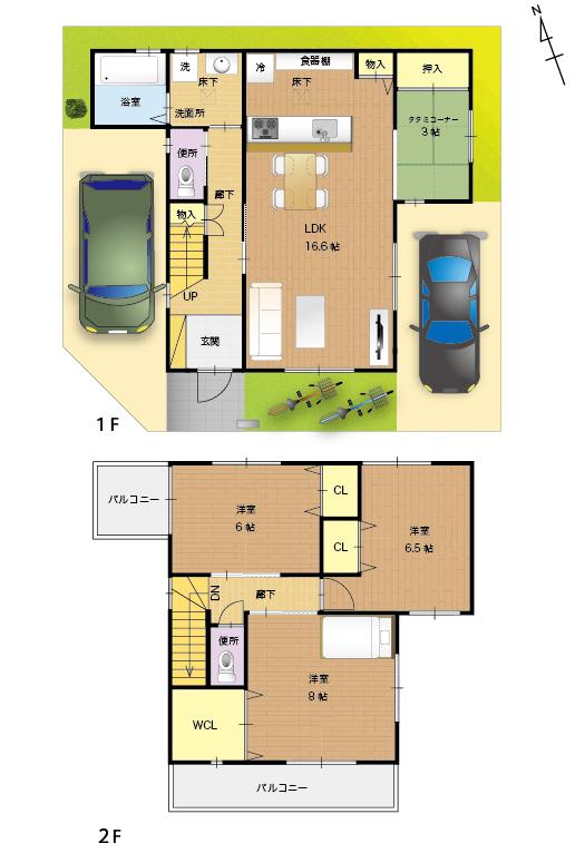 Building plan example (floor plan). New streets will be born in the shaped land in the gentle terraced