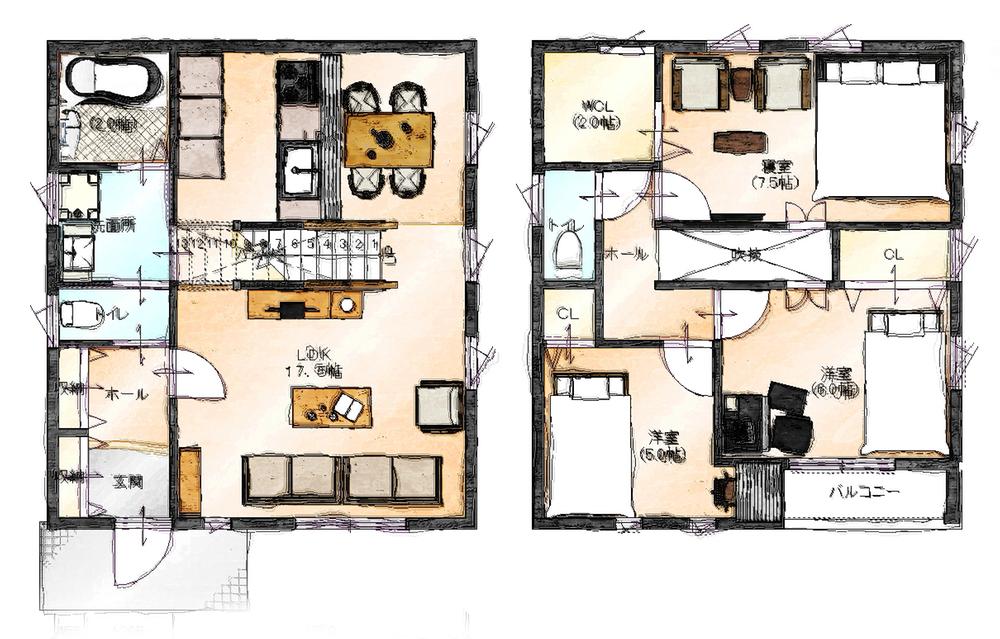 Compartment view + building plan example. Izumiotsu Municipal Kusunoki 700m up to elementary school