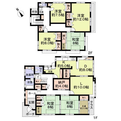 Floor plan. 42,900,000 yen, 6LDK + S (storeroom), Land area 311.23 sq m , Building area 217.38 sq m