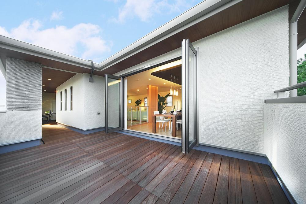 exhibition hall / Showroom. Wood deck that you can enter and exit from the bathroom. As a playground of the children during the day. Or an evening drink while per the night air in the husband and wife at night, You can use the multi-purpose. (exhibition hall)