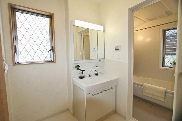 Wash basin, toilet. Washbasin with shower