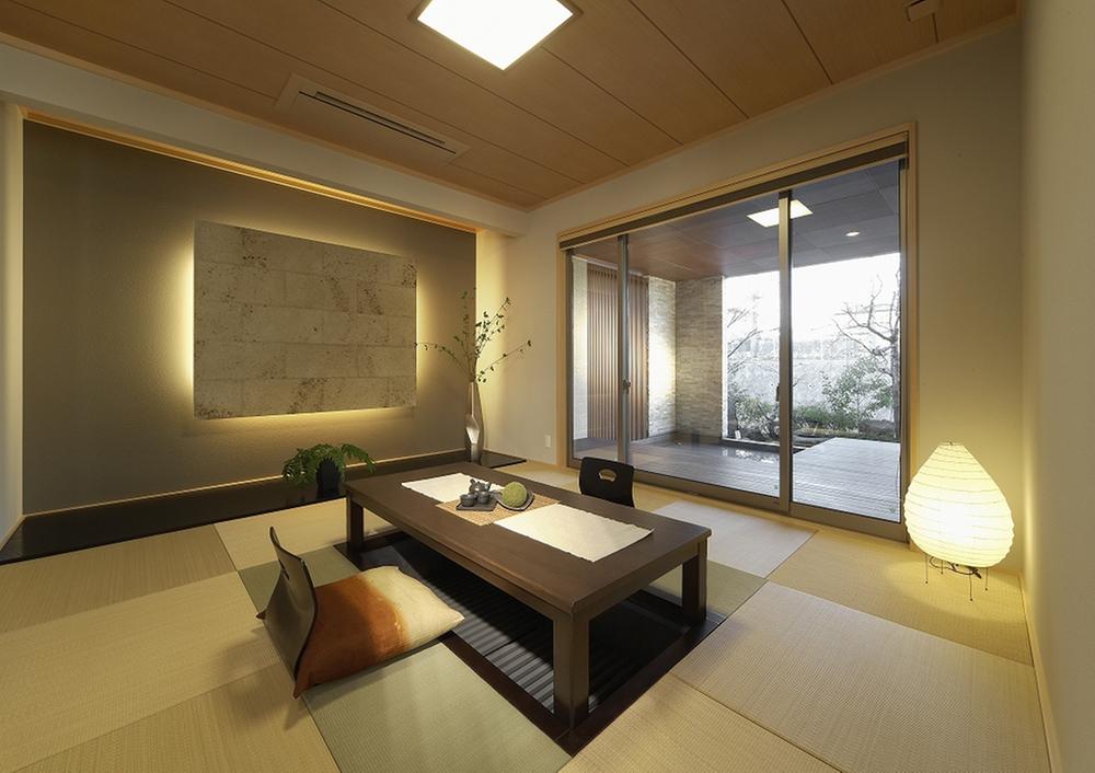 exhibition hall / Showroom. In time the Japanese-style tea to loosen the leisurely mind. Wrapped in sunlight to plug the tatami smell of, Feel more delicious tea nor sweets. If Kodaware also to indirect lighting and decorations, Deepened jerk flavor, To boast of drawing room (Gallery House)