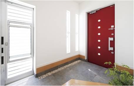 Building plan example (introspection photo). Entrance to greet bright customers, Stuck in the space of daylight and clear.