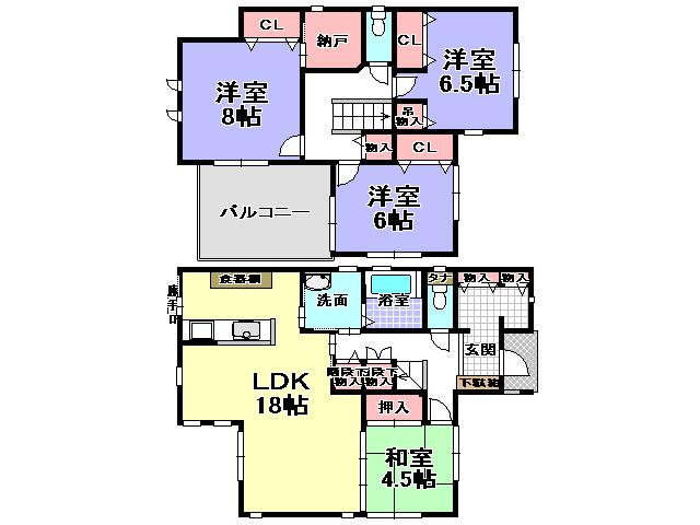 Floor plan. 26,800,000 yen, 4LDK, Land area 139.27 sq m , Building area 113.44 sq m