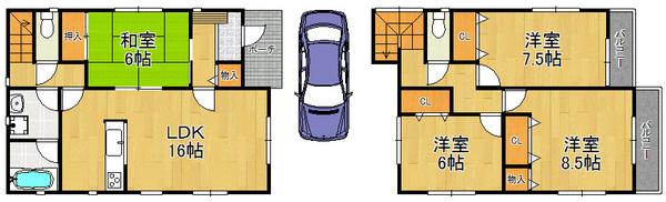 Floor plan. 21.9 million yen, 4LDK, Land area 101.2 sq m , Building area 103.68 sq m