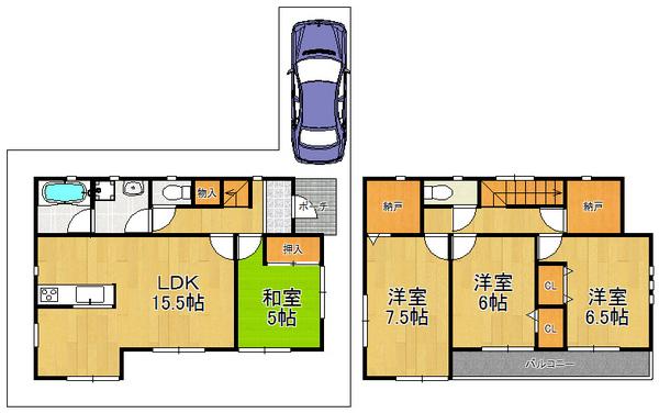 Floor plan. 16.8 million yen, 4LDK, Land area 154.8 sq m , Likely to be a building area of 98.41 sq m spacious living