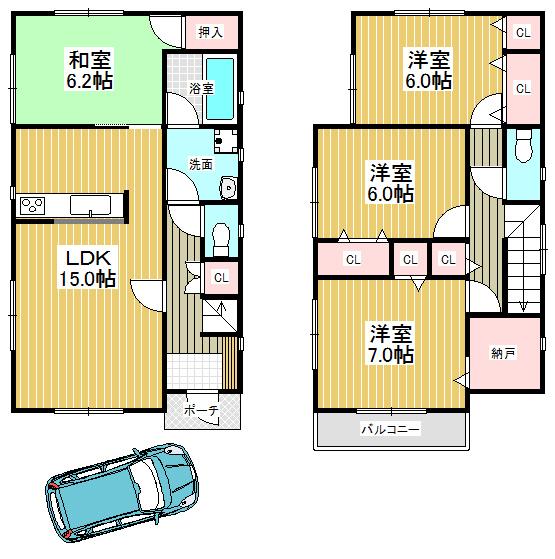 Floor plan. 16.8 million yen, 4LDK, Land area 110.79 sq m , Building area 97.6 sq m