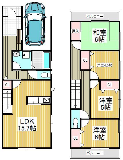 Floor plan. 26,800,000 yen, 4LDK, Land area 99.06 sq m , Plenty of light from the building area 100.16 sq m 2 sided balcony