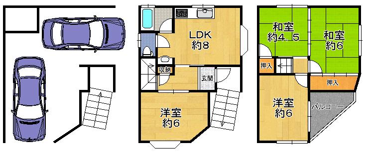 Floor plan. 10.8 million yen, 4LDK, Land area 49.45 sq m , Building area 89.99 sq m