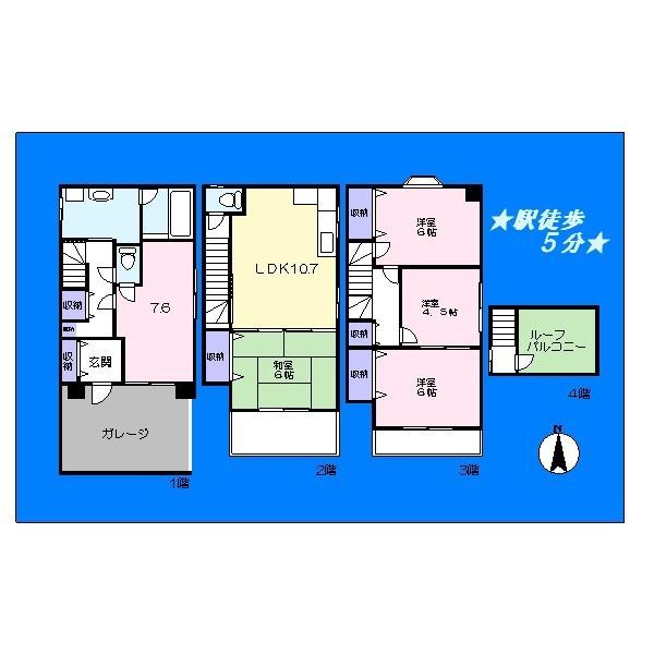 Floor plan. 29,800,000 yen, 5LDK, Land area 60.1 sq m , Building area 94.6 sq m   ☆ Spacious 5LDK ☆ Roof balcony