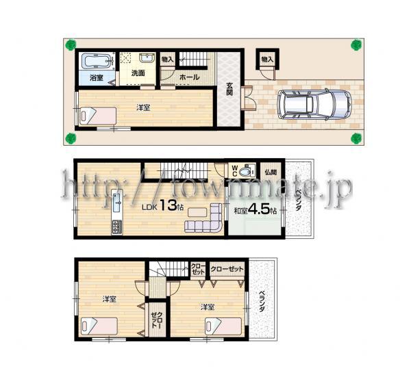 Floor plan. 19.3 million yen, 4LDK, Land area 57.2 sq m , Building area 88.29 sq m land area 57.20 square meters building area 88.29 square meters