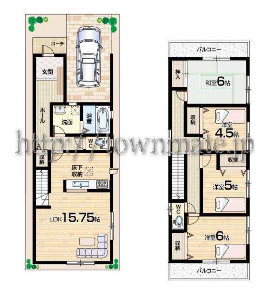 Floor plan. 26,800,000 yen, 4LDK, Land area 97.06 sq m , Building area 107.64 sq m land area 97.06 square meters building area 107.64 square meters