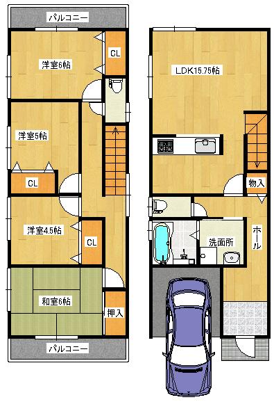 Floor plan. 26,800,000 yen, 4LDK, Land area 97.06 sq m , Building area 107.64 sq m   ◆ Floor plan