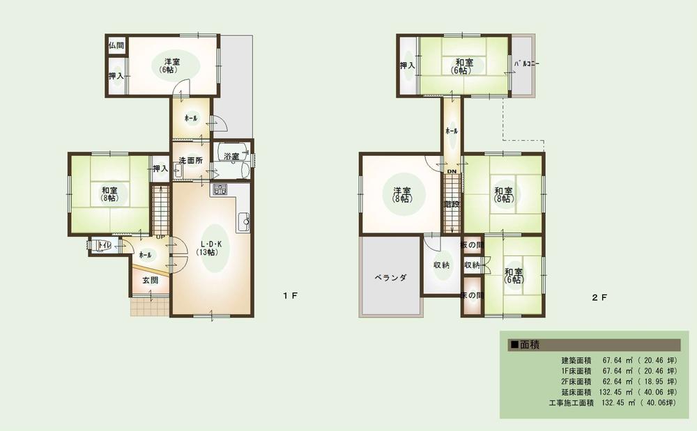 Floor plan. 12.8 million yen, 6LDK + S (storeroom), Land area 154.07 sq m , Building area 132.45 sq m   ☆ It is a floor plan ☆  ☆ 6LDK + is clear some floor plans of S ☆  ☆ Storage space is also rich ☆ 