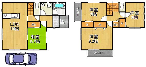 Floor plan. 17,900,000 yen, 4LDK, Land area 126.1 sq m , Building area 95.38 sq m
