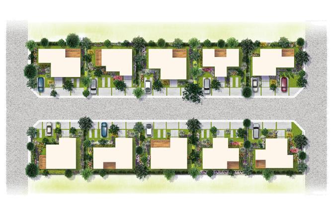 Compartment figure.  [Limited 10 compartment] All sections 30 square meters or more. Place the symbol tree in the garden of each residence. It gives a sense of the season to everyday. (Compartment view image illustrations)