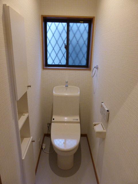 Toilet. Because there is a storage rack, It is convenient to place the stock