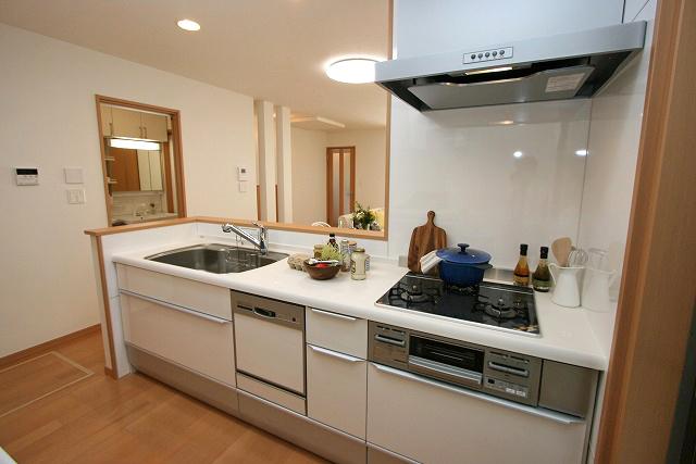 Kitchen. System kitchen with built-in dishwasher.