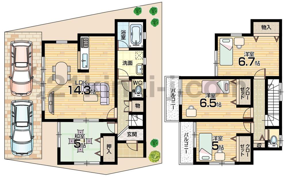Floor plan. 19.9 million yen, 4LDK, Land area 94.46 sq m , Building area 89.29 sq m