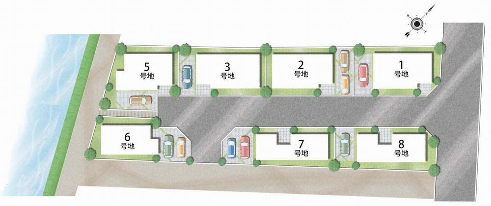 The entire compartment Figure. Wide land plan of frontage. The layout in a wide compartment split of frontage a city block facing the Milky Way. In open-minded plan of wide span center, It will produce a refreshing living space filled with light and wind.