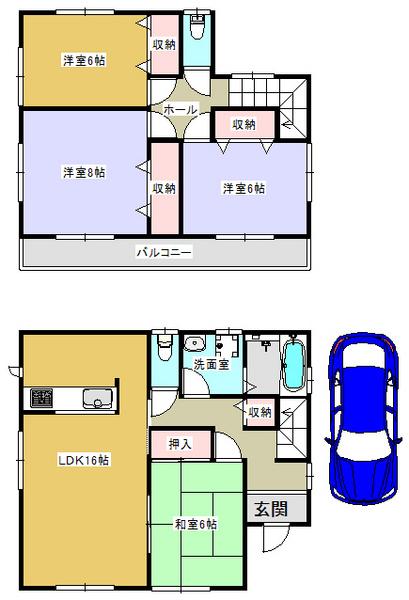 Floor plan. 26,800,000 yen, 4LDK, Land area 100.02 sq m , Building area 103.51 sq m