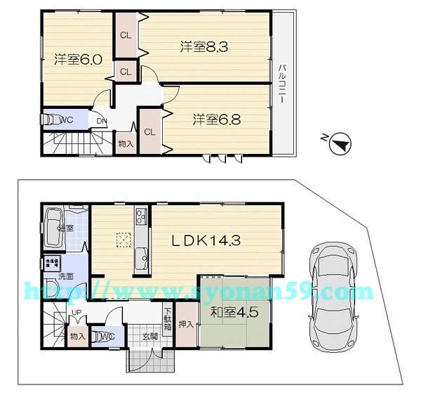 Floor plan. 25,800,000 yen, 4LDK, Land area 95.7 sq m , Building area 95.64 sq m floor plan