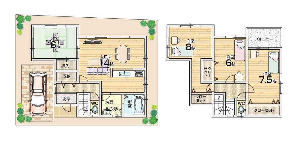 Floor plan. 25,800,000 yen, 4LDK, Land area 94.13 sq m , Building area 100.19 sq m popular face-to-face kitchen!