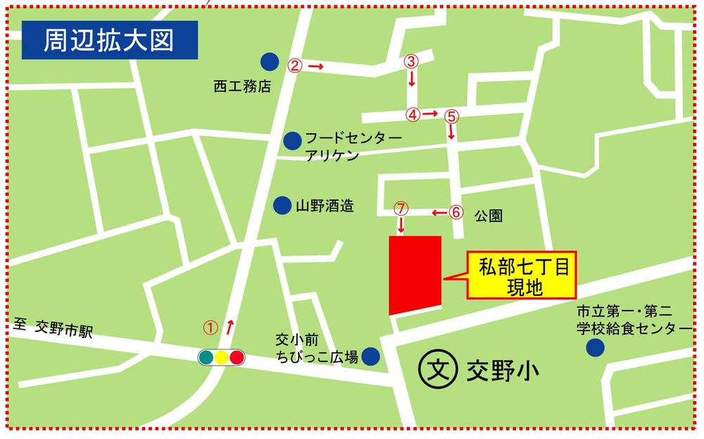 Local guide map. Peripheral enlarged view