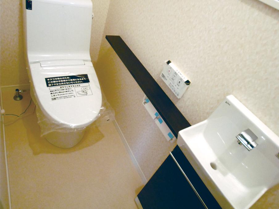 Toilet. Stylish toilet with hand washing counter. (No. 1 point)