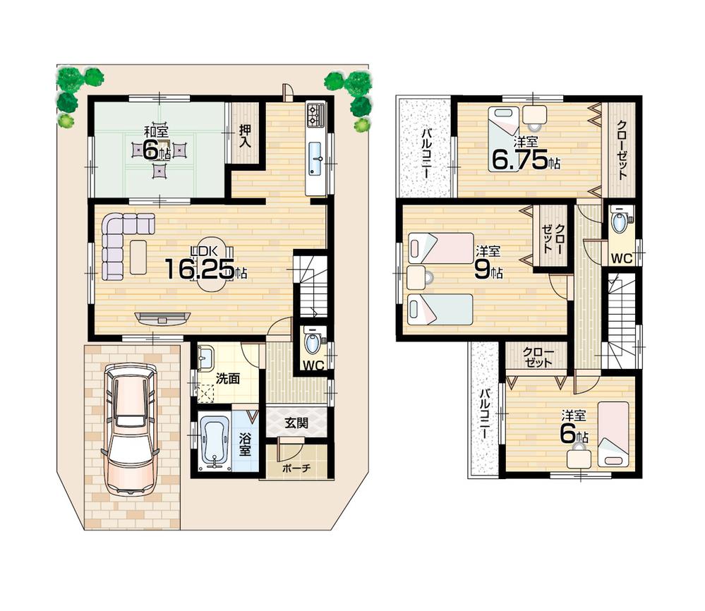 Floor plan. 26,800,000 yen, 4LDK, Land area 100.04 sq m , Building area 102.27 sq m spacious LDK16 quires more! Spacious floor plan in the main bedroom 9 Pledge!