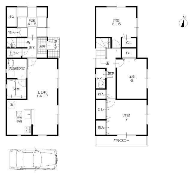 Floor plan. 20.8 million yen, 4LDK, Land area 101.08 sq m , Building area 93.14 sq m