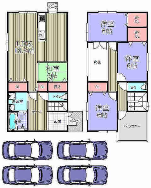 Floor plan. 39,800,000 yen, 3LDK, Land area 176.52 sq m , Building area 119.25 sq m children is also full play to live outside