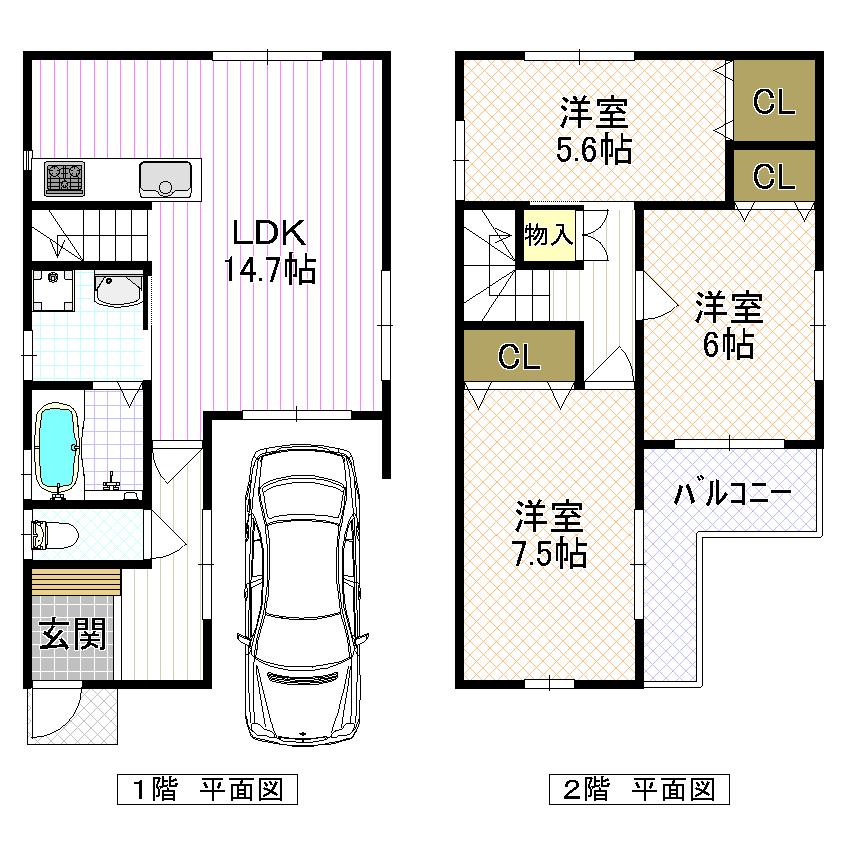 Floor plan. Price 22,800,000 yen, 3LDK, Land area 72.21 sq m , Building area 88.68 sq m
